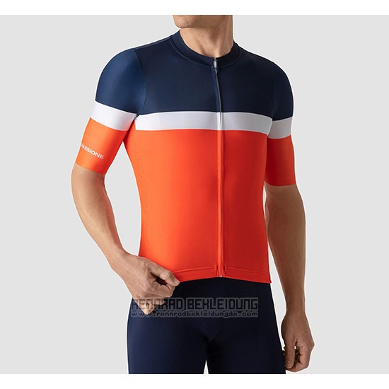 2019 Fahrradbekleidung La Passione Blau Wei Orange Trikot Kurzarm und Tragerhose